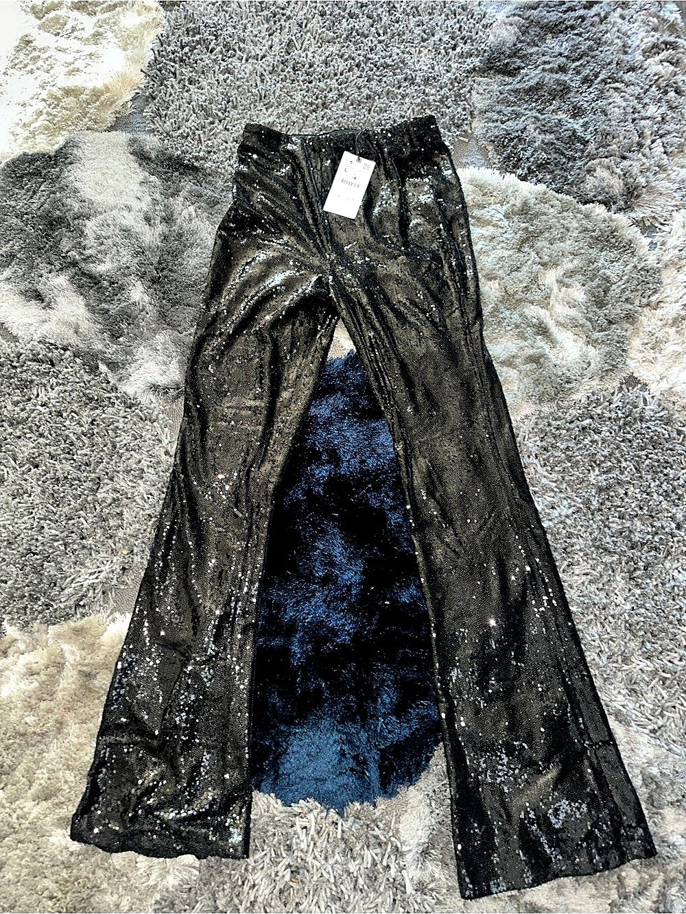 Black Sequin Flare Pants NWT